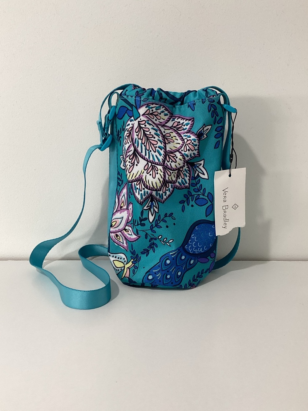 Vera Bradley Water Bottle Crossbody~Peacock Garden